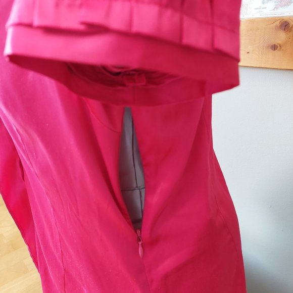 BCBGMAXAZRIA Women ruffle V-neck blouse short sleeve fuchsia side zipper small - Picture 7 of 12